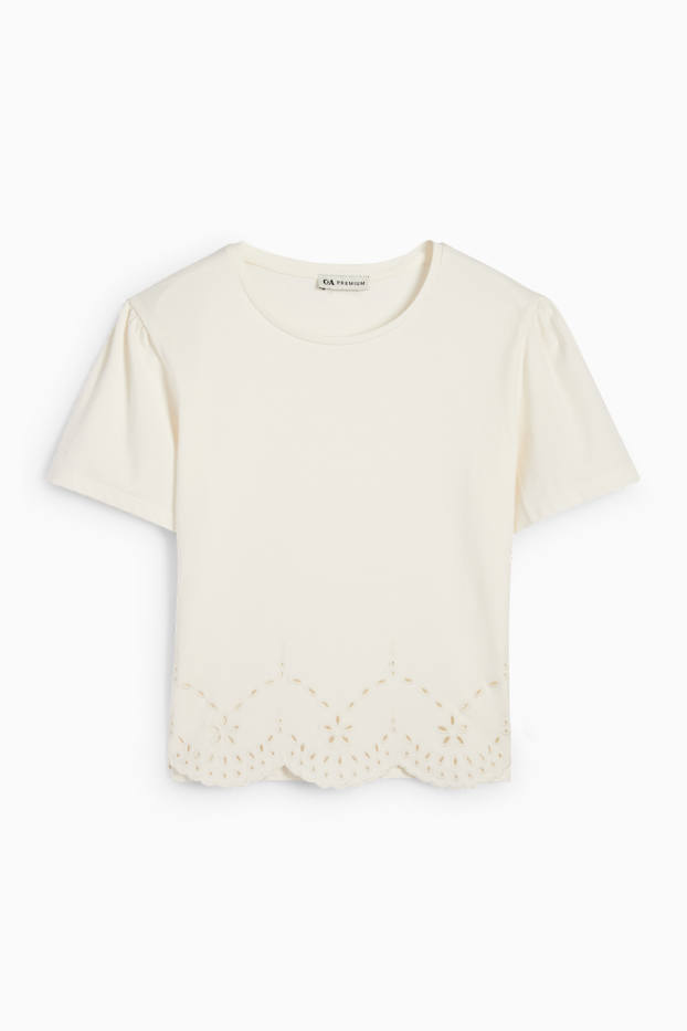 Dzieci dziewczynki - Koszulka z krótkim rękawem - kremowobiały