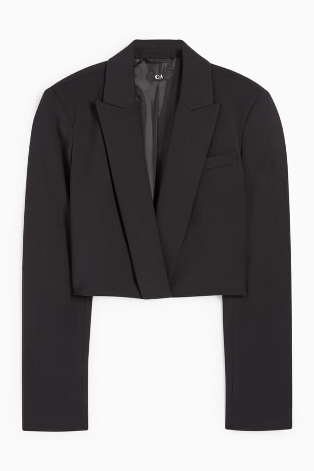 Damen - Crop Blazer - Relaxed Fit - schwarz
