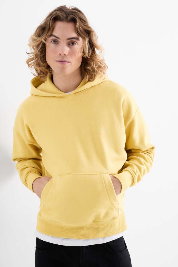 Uomo - Felpa con cappuccio oversize - giallo