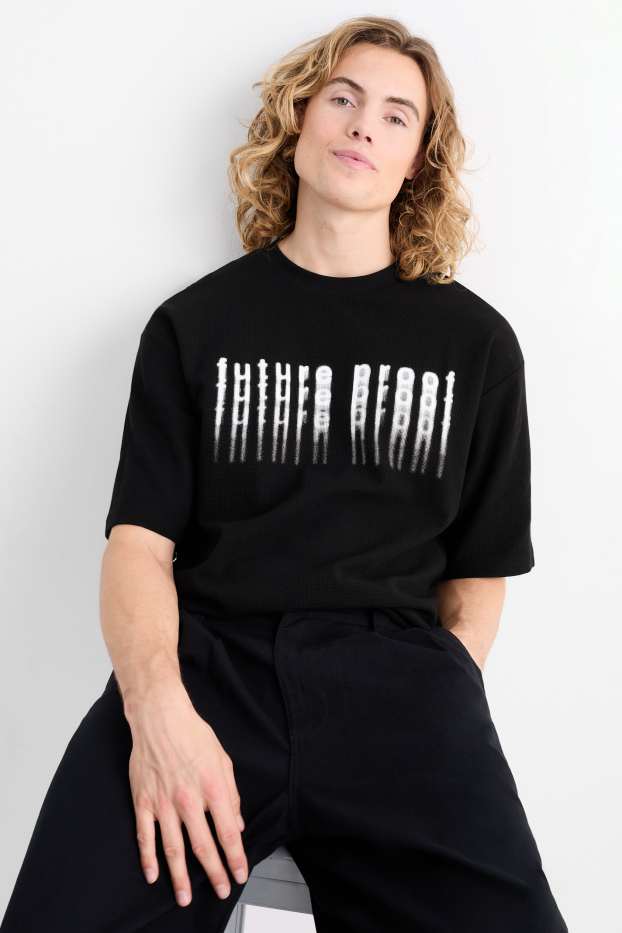 Uomo - T-shirt - oversize - tramata - nero