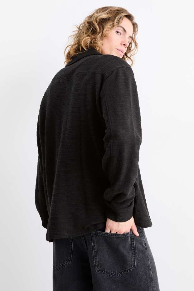 Herren - Hemd - Relaxed Fit - Kent - strukturiert - schwarz