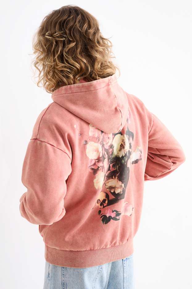 Hommes - Sweat à capuche oversize - rose foncé