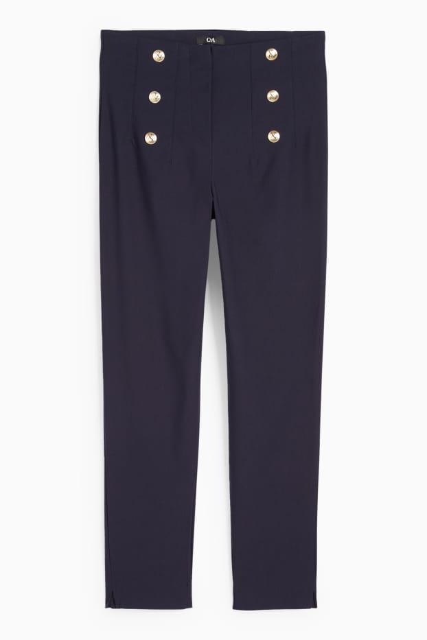 Dona - Pantalons de tela - high waist - slim fit - blau fosc