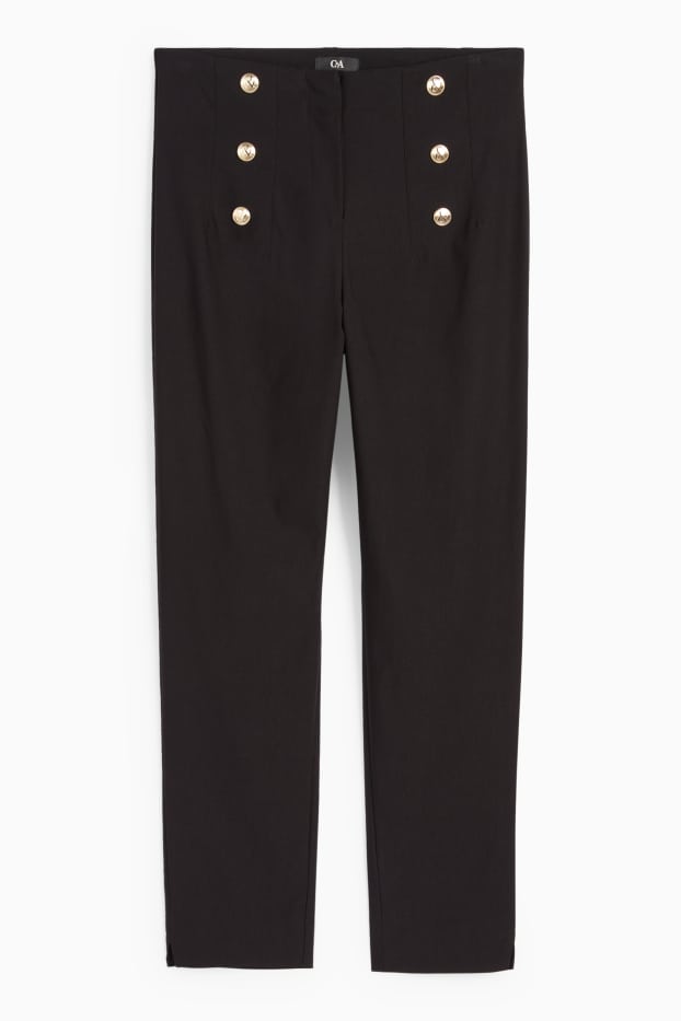 Women - Cloth trousers - high waist - slim fit - black