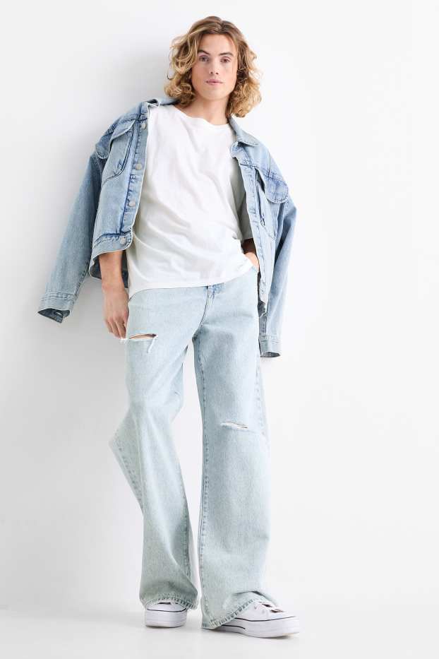 Pánské - Wide leg jeans - džíny - světle modré