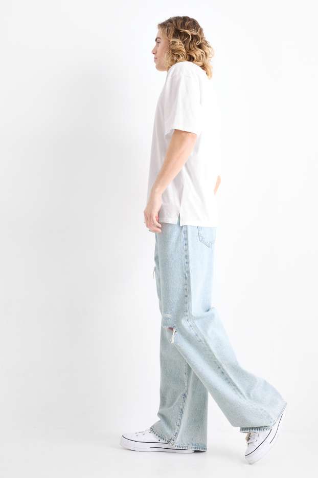 Pánské - Wide leg jeans - džíny - světle modré