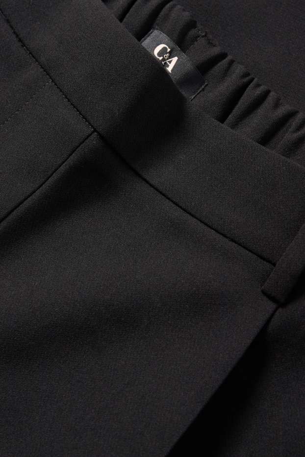 Women - Cloth trousers - high waist - tapered fit - black