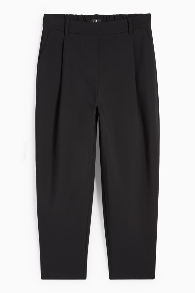 Women - Cloth trousers - high waist - tapered fit - black