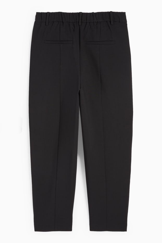 Women - Cloth trousers - high waist - tapered fit - black