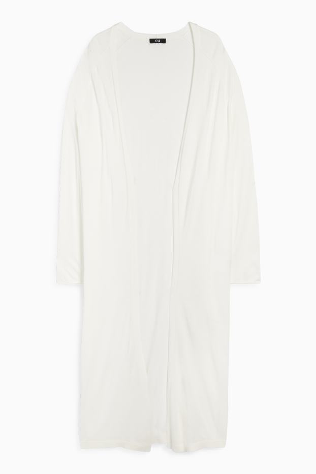 Femmes - Gilet long en maille - blanc crème