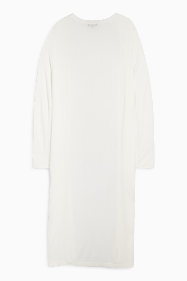 Femmes - Gilet long en maille - blanc crème