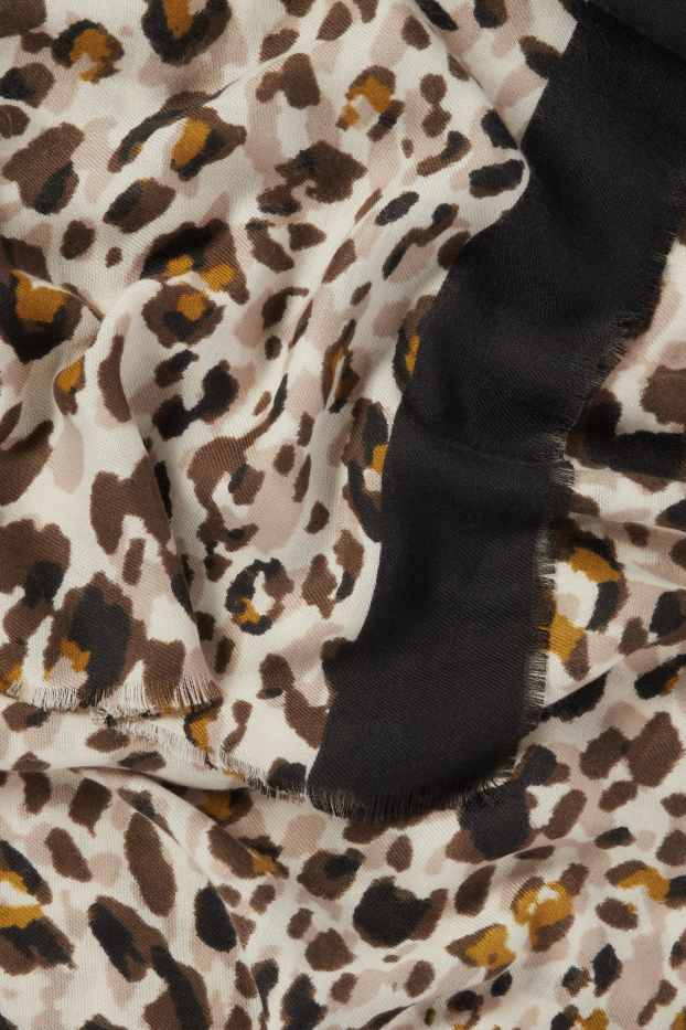 Dames - Sjaaltje - luipaardprint - licht beige