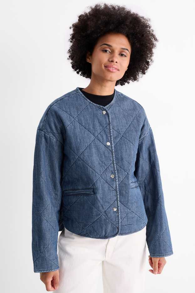 Dames - Spijkerjas met stiksels - donkerblauw