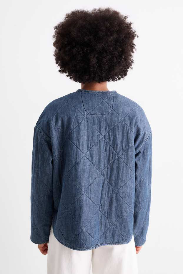 Dames - Spijkerjas met stiksels - donkerblauw