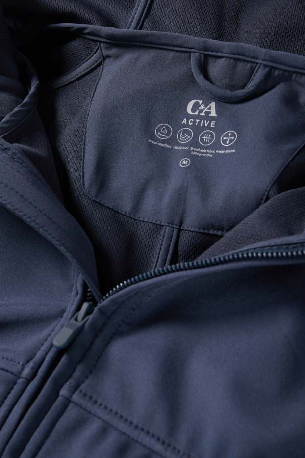 Bărbați - Geacă softshell cu glugă - rezistentă la apă - 4 Way Stretch - albastru închis