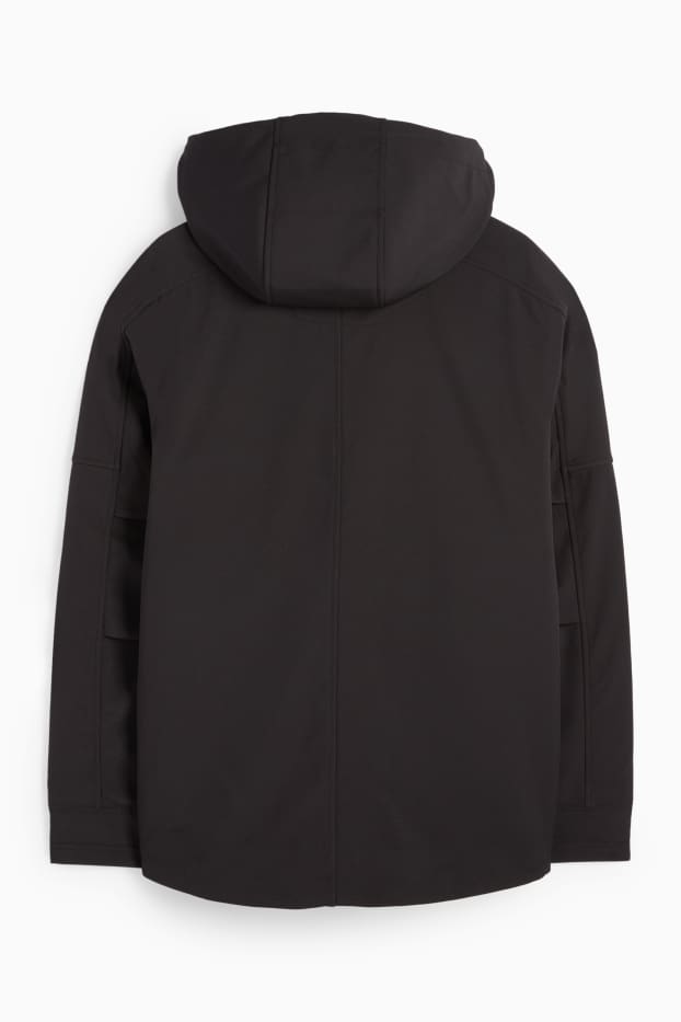 Herren - Softshelljacke mit Kapuze - wasserabweisend - 4 Way Stretch - schwarz