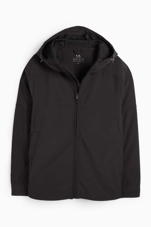 Herren - Softshelljacke mit Kapuze - wasserabweisend - 4 Way Stretch - schwarz