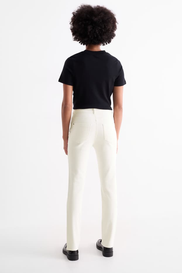 Femei - Pantaloni de stofă - talie înaltă - slim fit - alb-crem