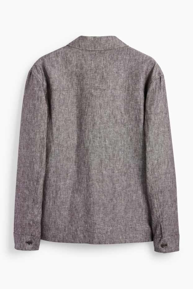 Herren - Hemdjacke - Leinen-Mix - hellgrau