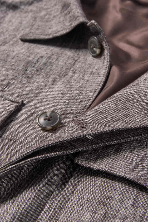 Herren - Hemdjacke - Leinen-Mix - hellgrau