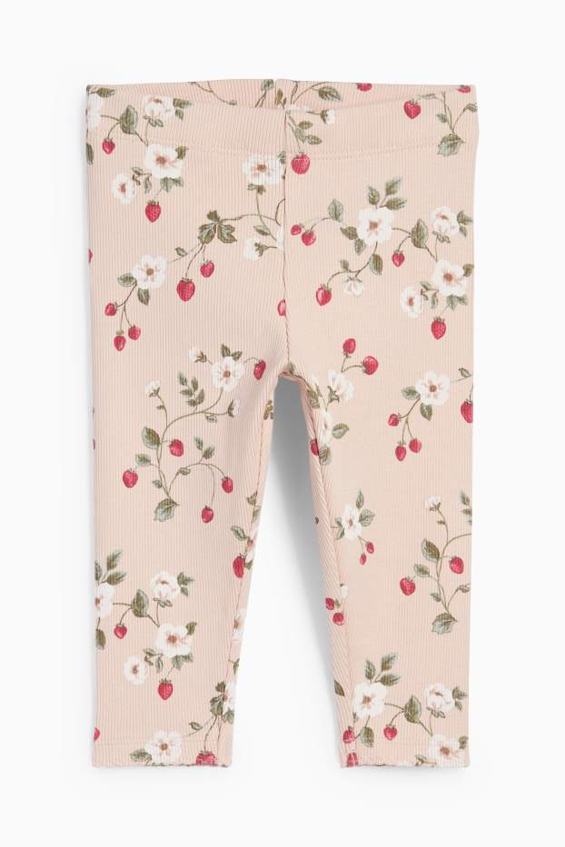 Neonate - Fragola - leggings per neonati - a coste - rosa