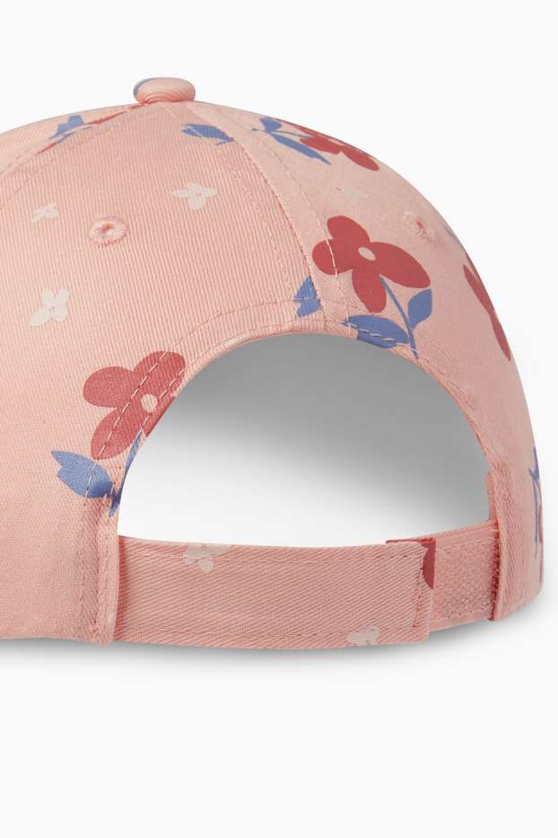 Children Girls - Floral - set - baseball cap and scrunchie - 2 piece - rose