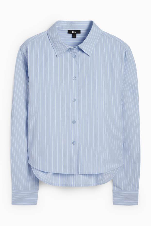 Women - Blouse - striped - light blue