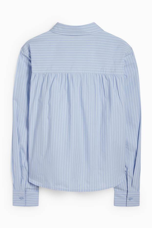Women - Blouse - striped - light blue