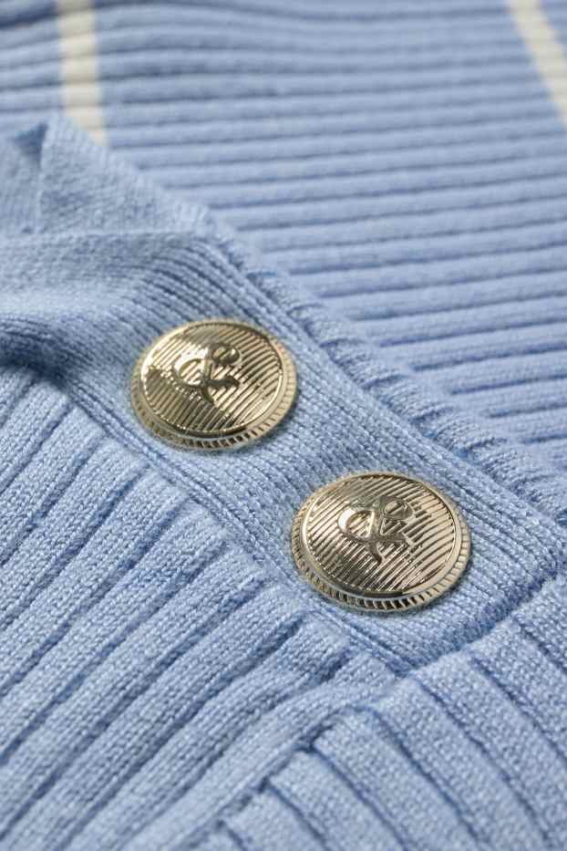 Femmes - Pull - finition côtelée - à rayures - bleu clair