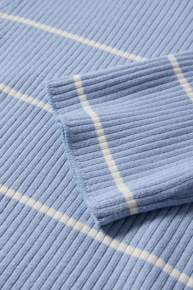 Femmes - Pull - finition côtelée - à rayures - bleu clair