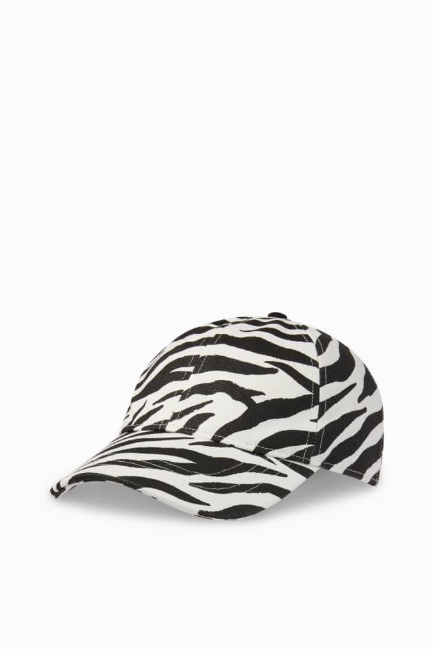 Femmes - Casquette - à motif - noir / blanc