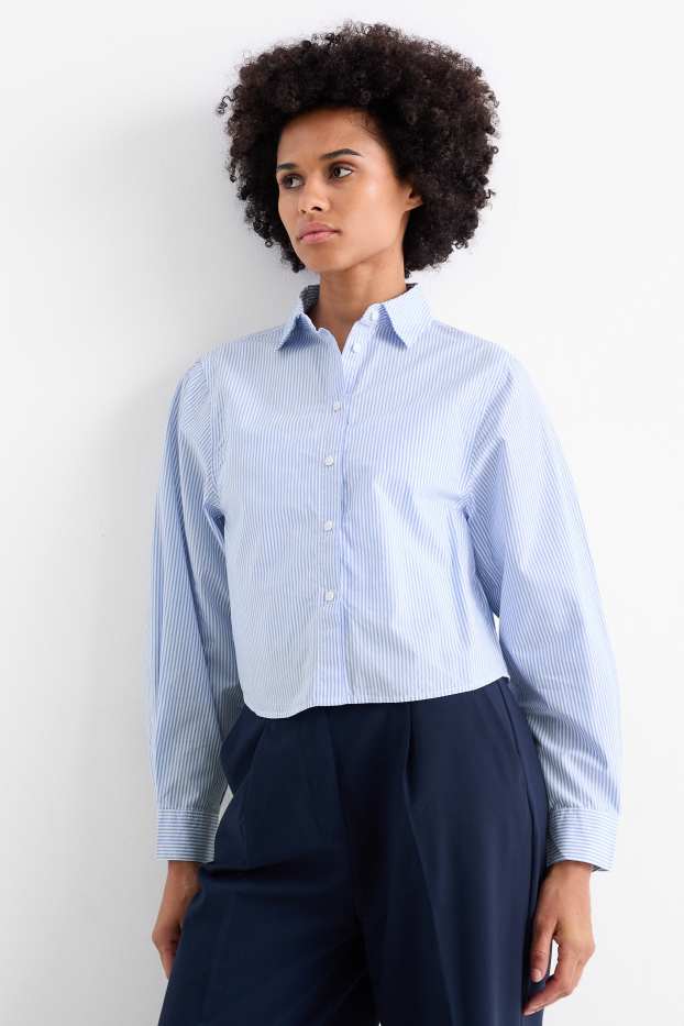 Damen - Bluse - gestreift - hellblau