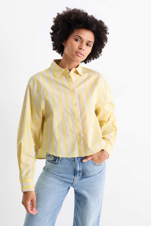 Women - Blouse - striped - yellow
