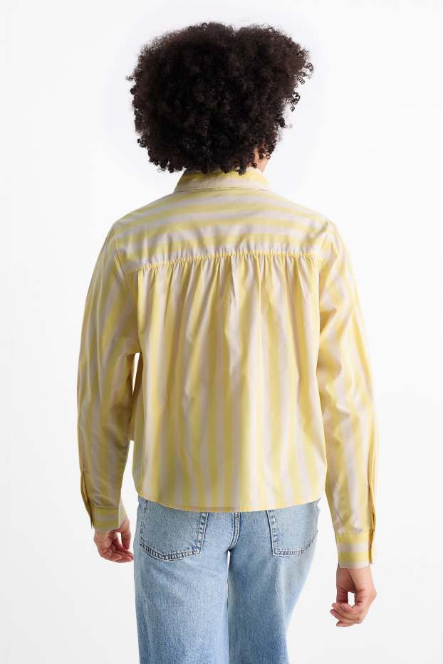 Women - Blouse - striped - yellow
