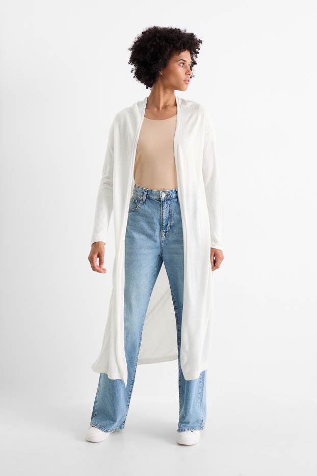 Femmes - Gilet long en maille - blanc crème