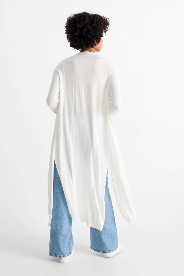 Femmes - Gilet long en maille - blanc crème