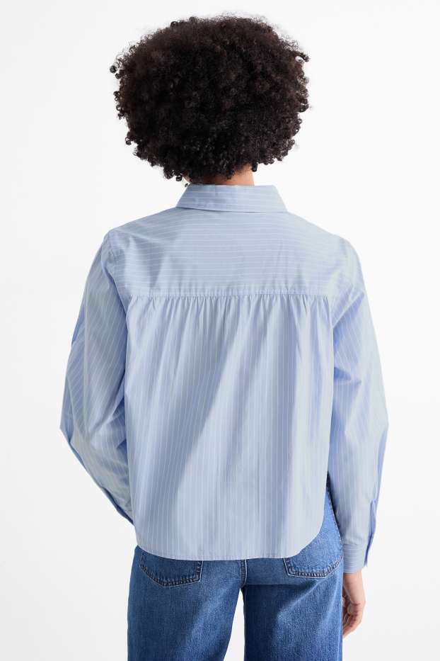 Women - Blouse - striped - light blue