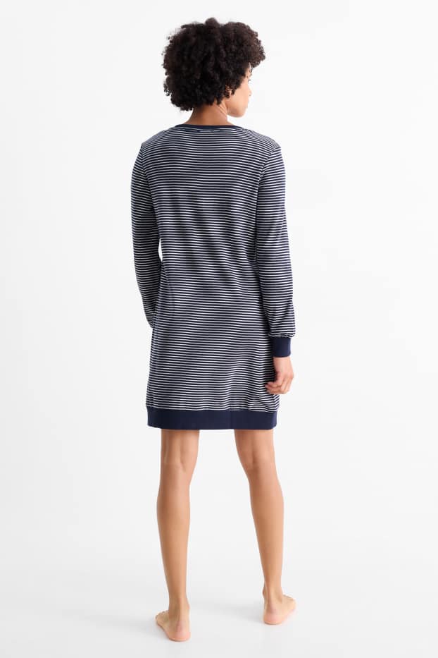 Femmes - Chemise de nuit - à rayures - bleu foncé