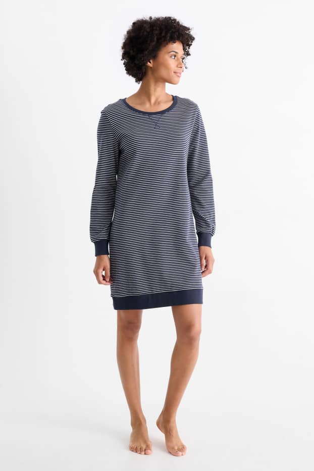 Femmes - Chemise de nuit - à rayures - bleu foncé