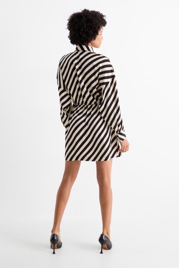 Mujer - Vestido camisero - de rayas - beige claro