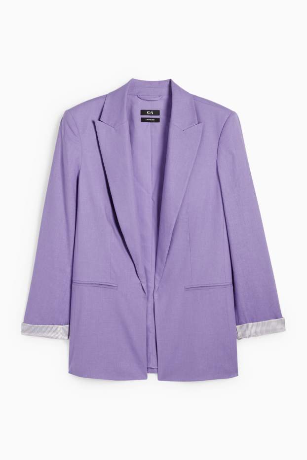 Donna - Blazer lungo - relaxed fit - misto lino - viola chiaro