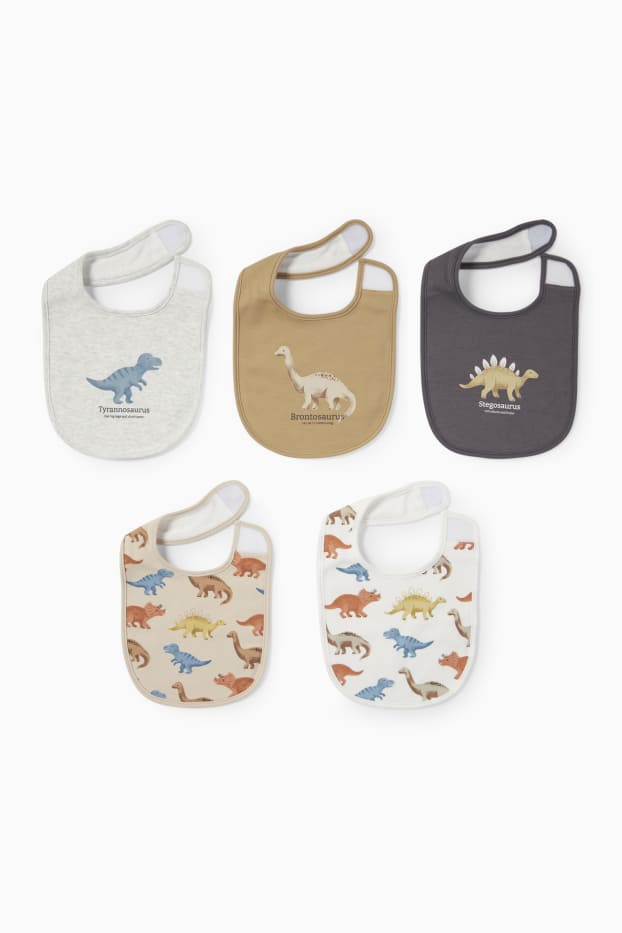 Neonati  - Confezione da 5 - dinosauro - bavaglino per neonati - grigio scuro
