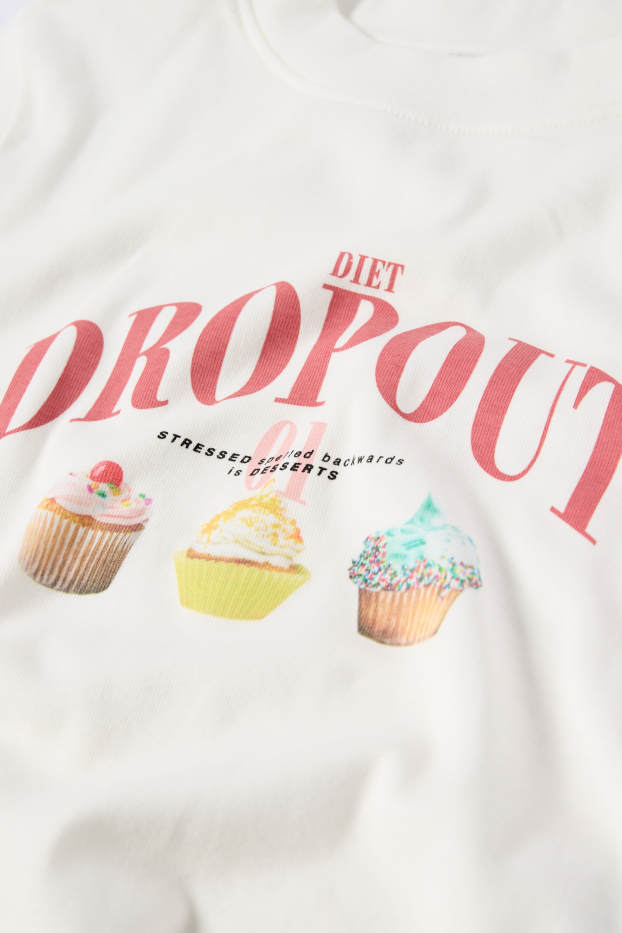 Women - Cropped T-shirt - cremewhite