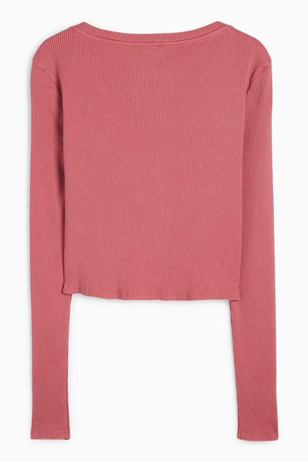 Dames - Korte longsleeve - geribd - rood