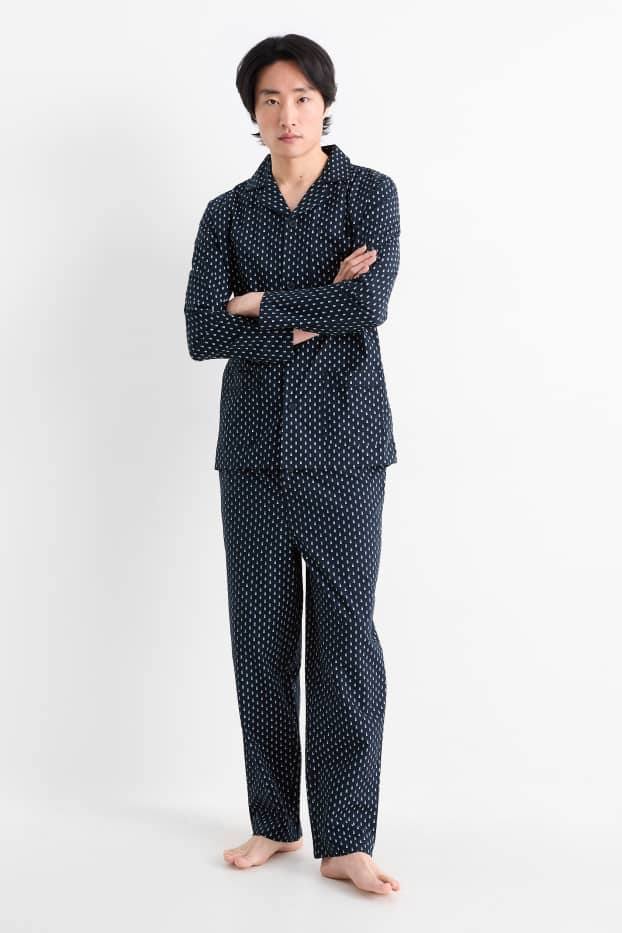 Hommes - Pyjama - imprimé minimaliste - bleu foncé