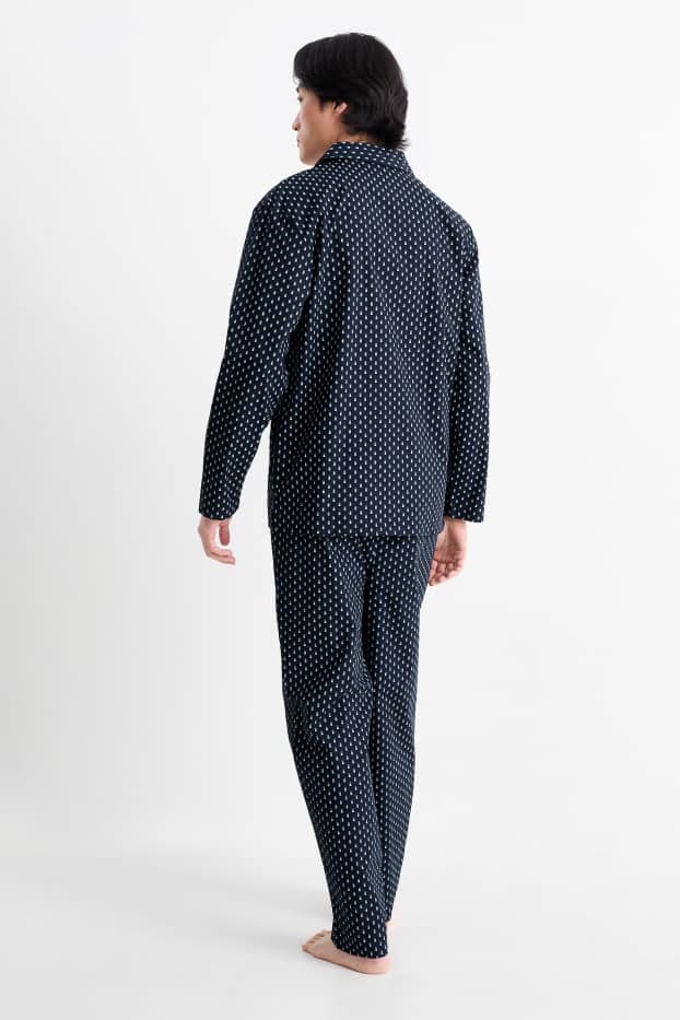 Hommes - Pyjama - imprimé minimaliste - bleu foncé