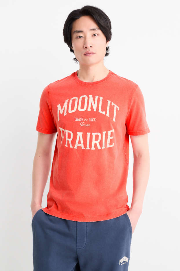 Men - T-shirt - regular fit - dark orange