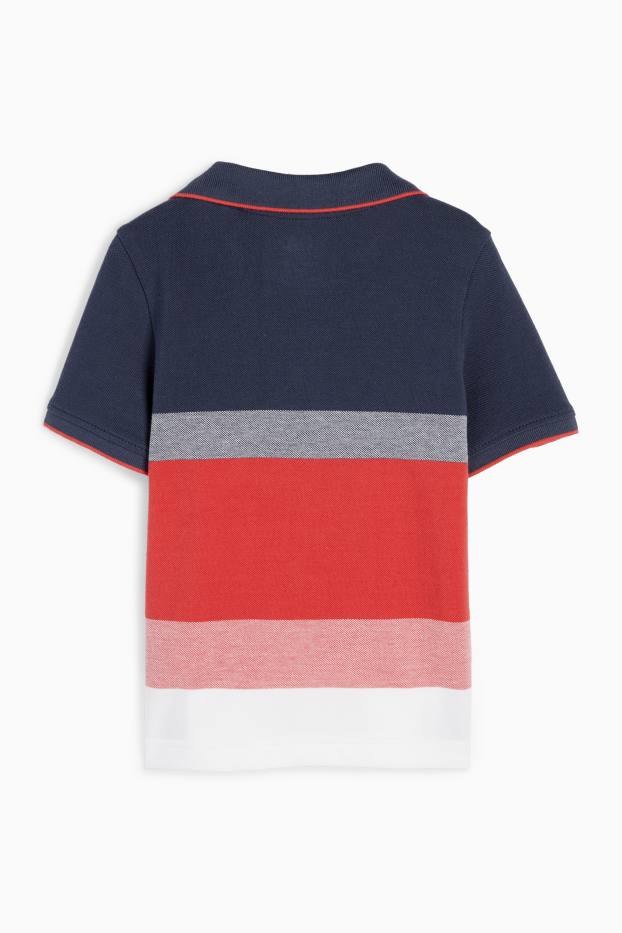 Kinder Buben - Poloshirt - gestreift - dunkelblau