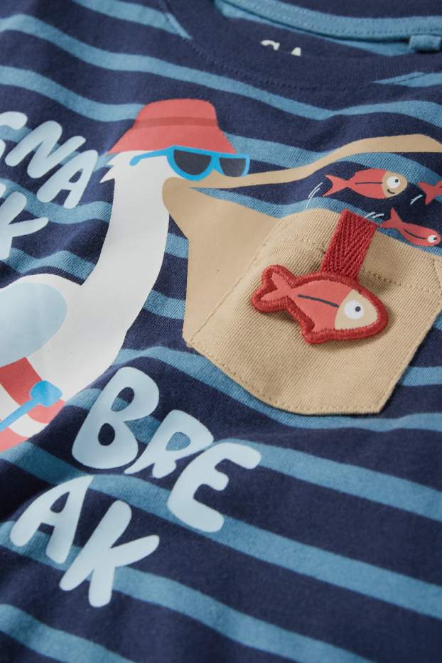 Enfants garçons - Pélican - T-shirt - à rayures - bleu foncé