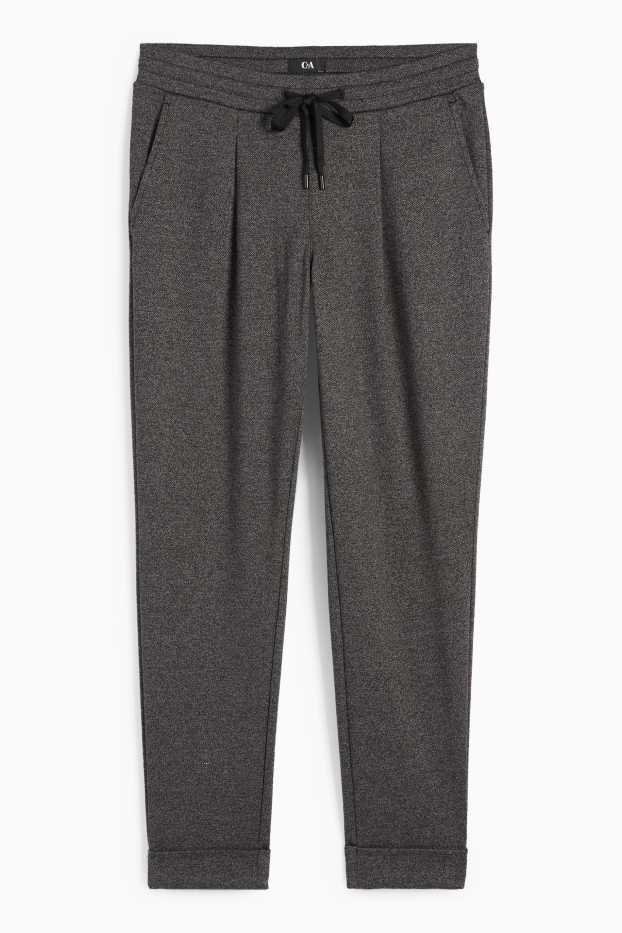 Dames - Pantalon - mid waist - tapered fit - grijs-bruin